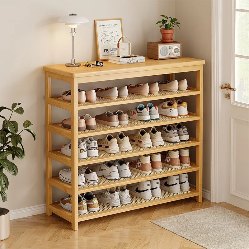 H Modern Multi-Layer Bamboo Shoe Bench Space-Saving Simple Home Furniture Dustproof Entrance Rack For Dormitory Storage