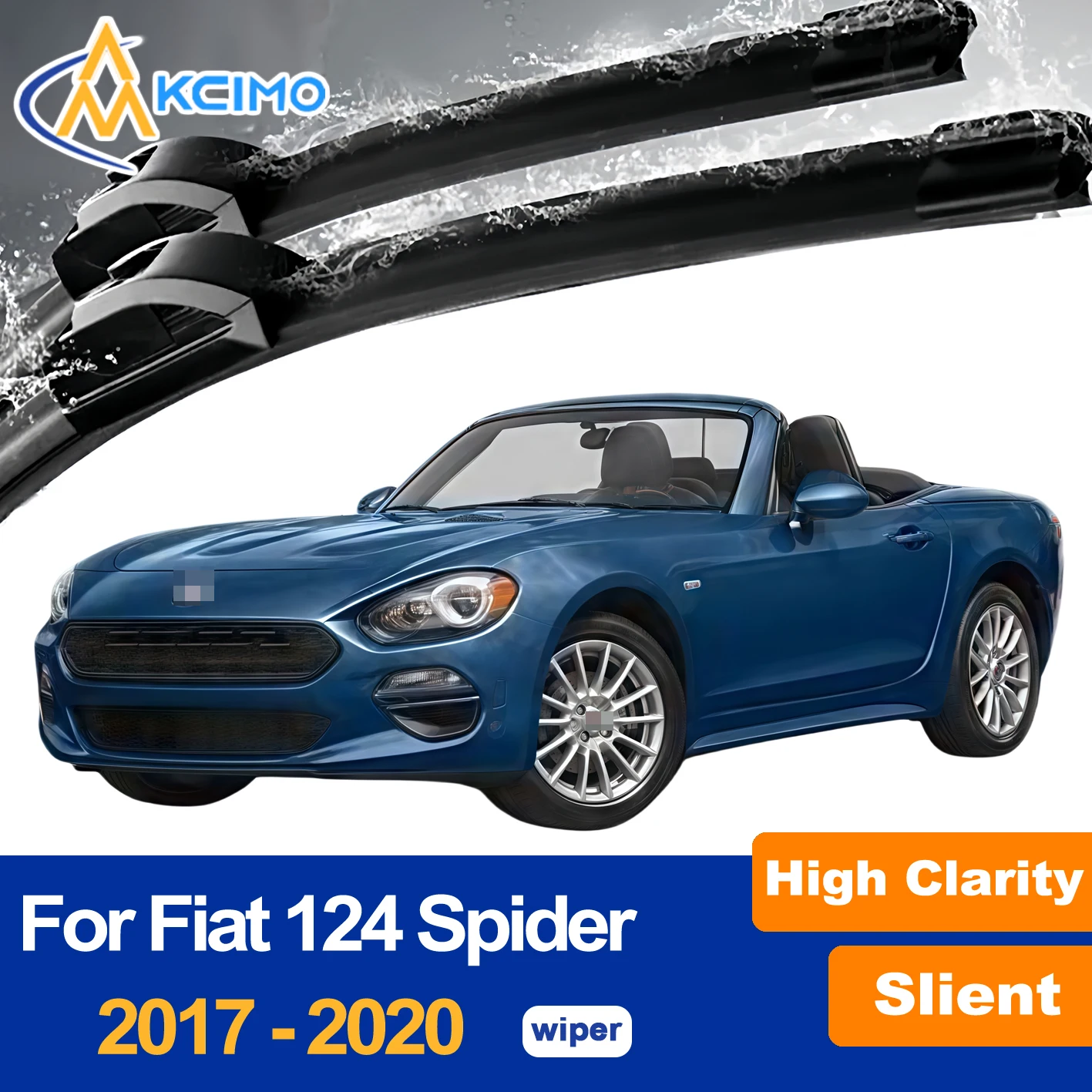 Conjunto de lâminas de limpador de pára-brisa de 2 peças para Fiat 124 Spider 2017-2020 - substituição de alto desempenho ​   Peças automotivas