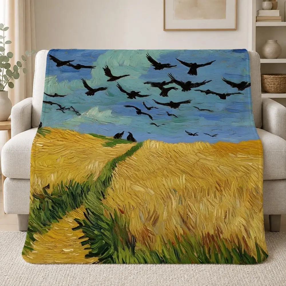Famous Post-Impressionist Artist van Gogh Throw Soft Plush Flannel Throw Blanket Sofa Bed Travel Home Decor