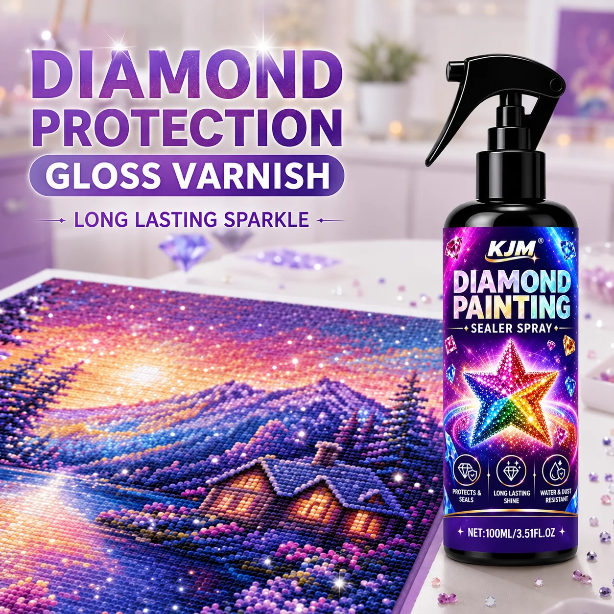 Diamond Painting Sealer Spray Glossy Finish For Diamond Art Crafts Anti Falling Drill Protector Clear Coating Anti Yellowing