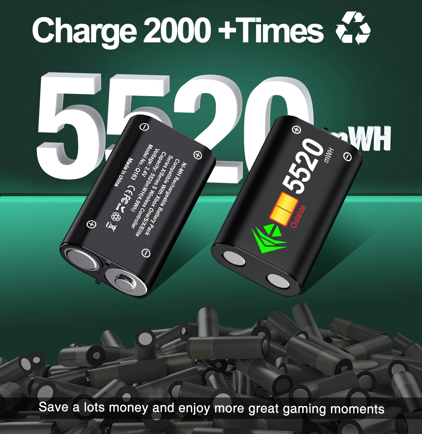 Pengisi daya pengontrol Xbox Seires X/Xbox Seires S, dengan 2 buah stasiun Dok pengisian daya Cepat baterai untuk Xbox One/Xbox One X/S/ELite