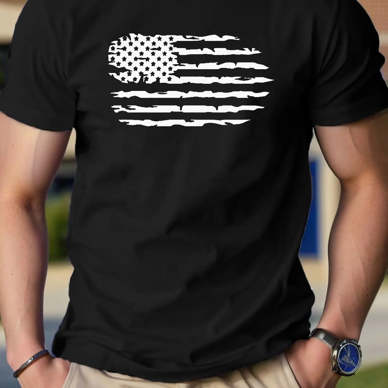 

Men's Summer Oversized Men T-Shirt America Flag Pattern Print Casual Comfortable Round Neck Short Sleeved Tshirts Clothing Tops