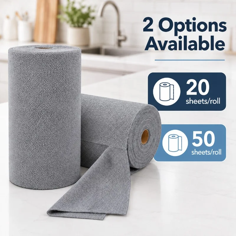 20/50 Sheets/Roll Microfiber Dish Cloth Reusable Kitchen Dish Towels Oil-proof Quick-drying Cleaning Rag Kitchen Cleaning Cloth