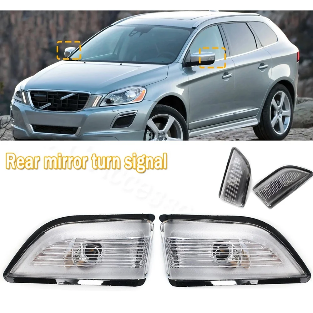 Car Rearview Mirror Turn Signal Lamp Cover Indicator Light Lens for Volvo XC60 2009-2013 31217288 31217289