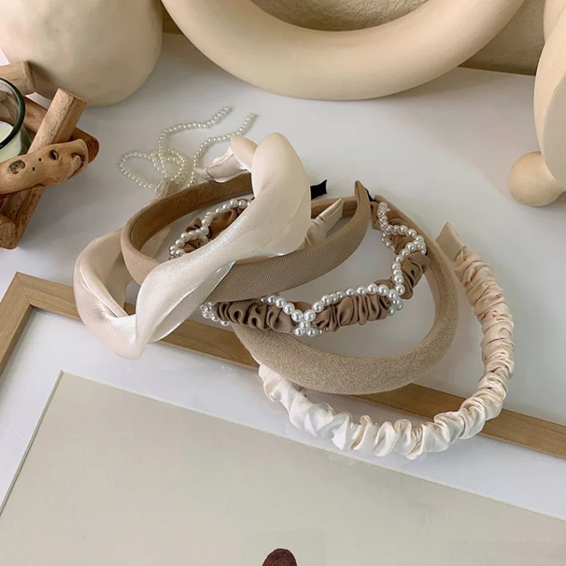 Early Autumn Earth Tone Milk Tea Khaki Corduroy Wide Headband Korean Japanese Girl Hair Accessories Sturdy