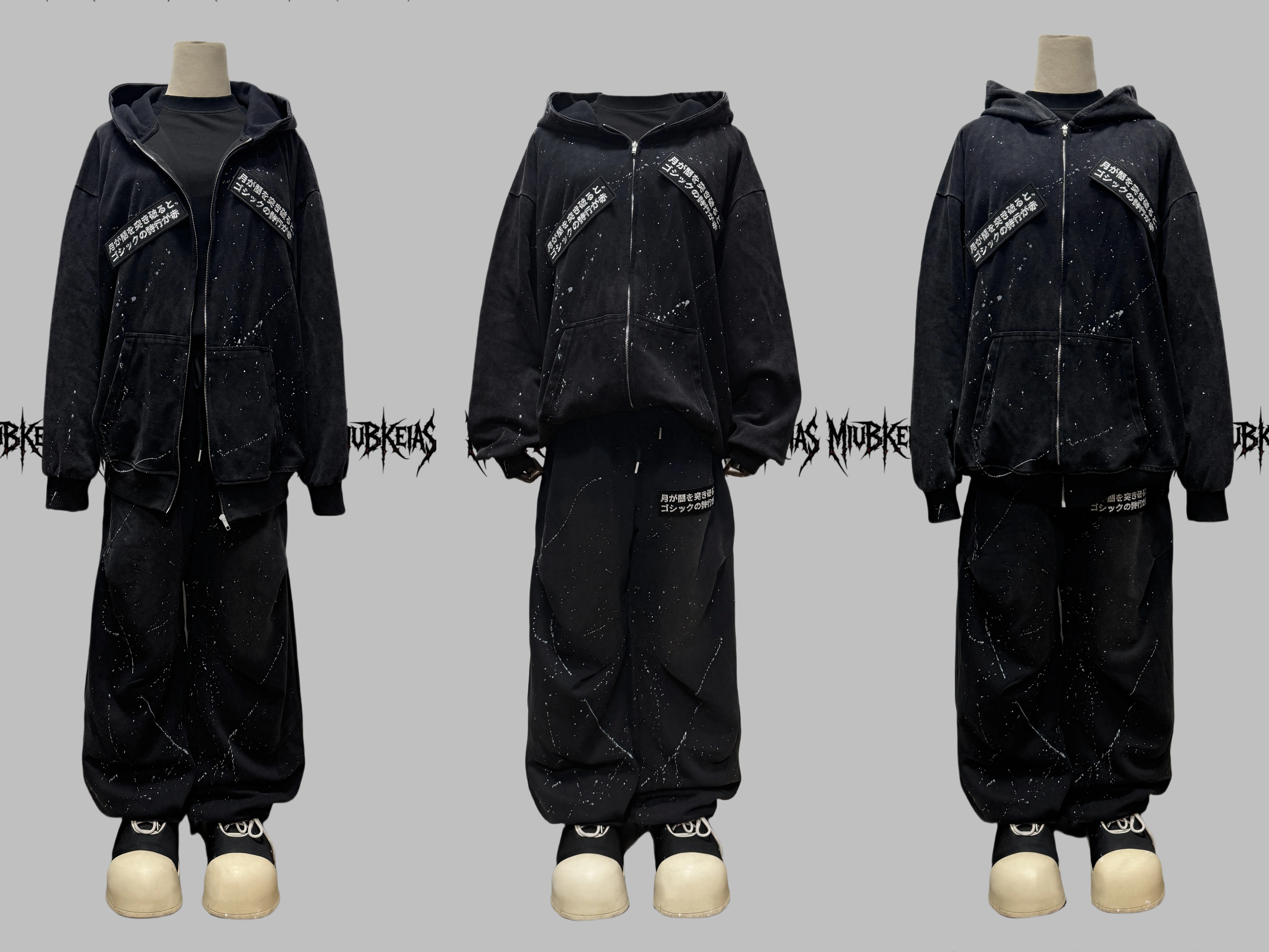 Japanese Y2K Subculture Dark Vintage Joggers Unisex Autumn New Ink Splash Loose Wide Leg Casual Fashion Trendy Pants