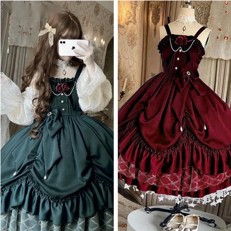 فستان الأميرة لوليتا الفيكتوري الجديد لعام 2025 Jsk فستان نسائي أنيق لحفلات الملكة على الطراز القوطي البناتي بدون أكمام ❤ ❤ د
