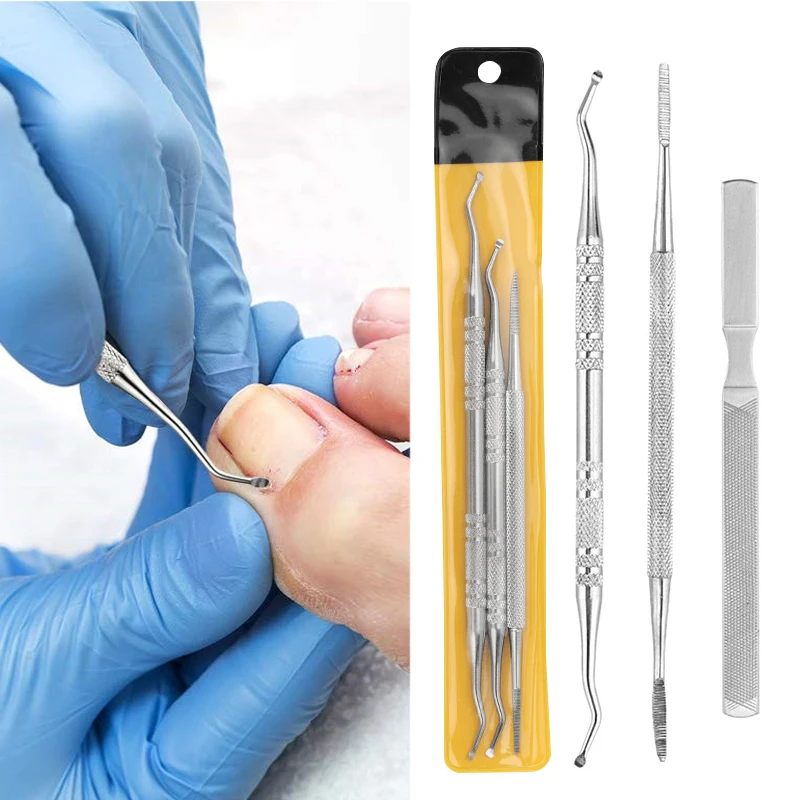 Stainless Steel Ingrown Toe Correction Nail Files Double Ended Paronychia Toenail Care Manicure Pedicure Nail Clean Foot Tool