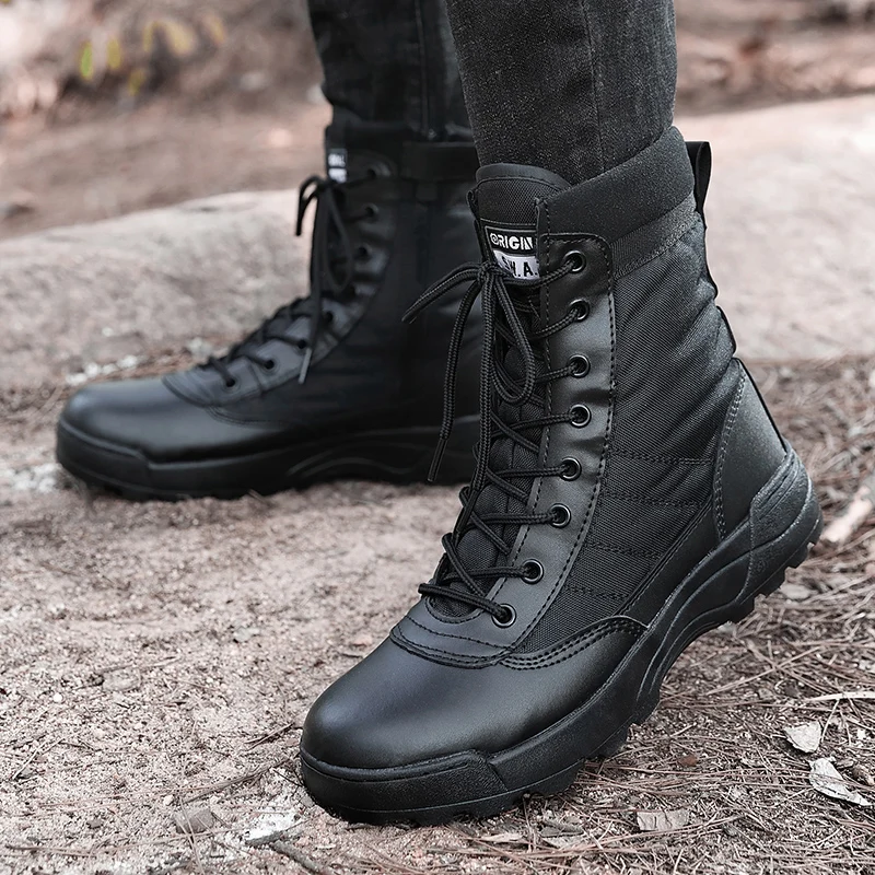 

Outdoor Men Hiking Boots Black High Top Desert Boots Unisex Platform Ankle Boot Comfortable Wear-Resistant Men Working Boots New