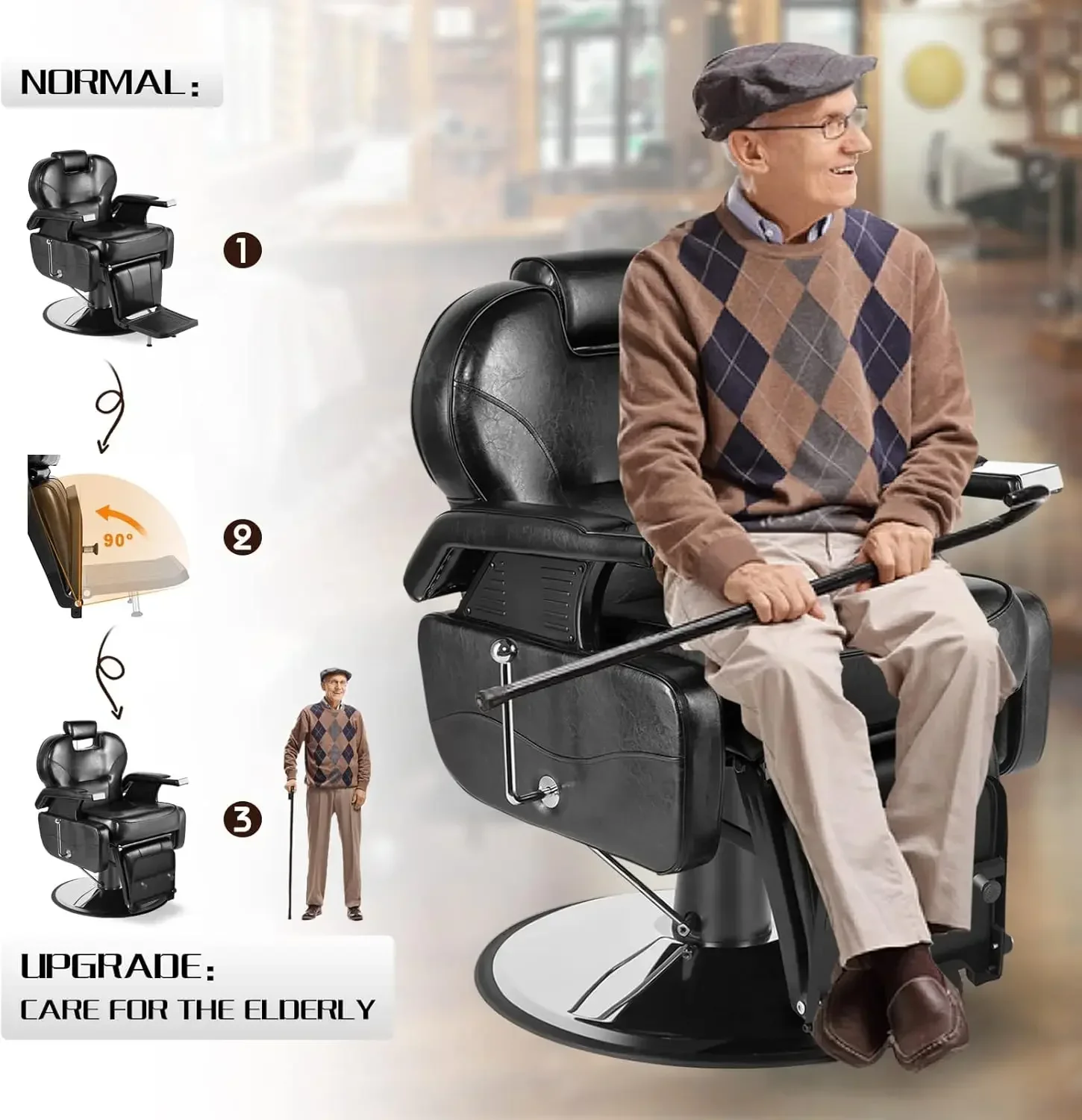 

Artist hand Reversible Foot Pedal Barber Chair Hydraulic Recline Barber Chairs Salon Chair for Hair Stylist Tattoo Chair