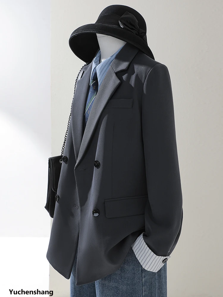 เสื้อเบลเซอร์ลำลองแฟชั่นฤดูหนาวสำหรับผู้หญิง แขนยาว ทรงหลวม