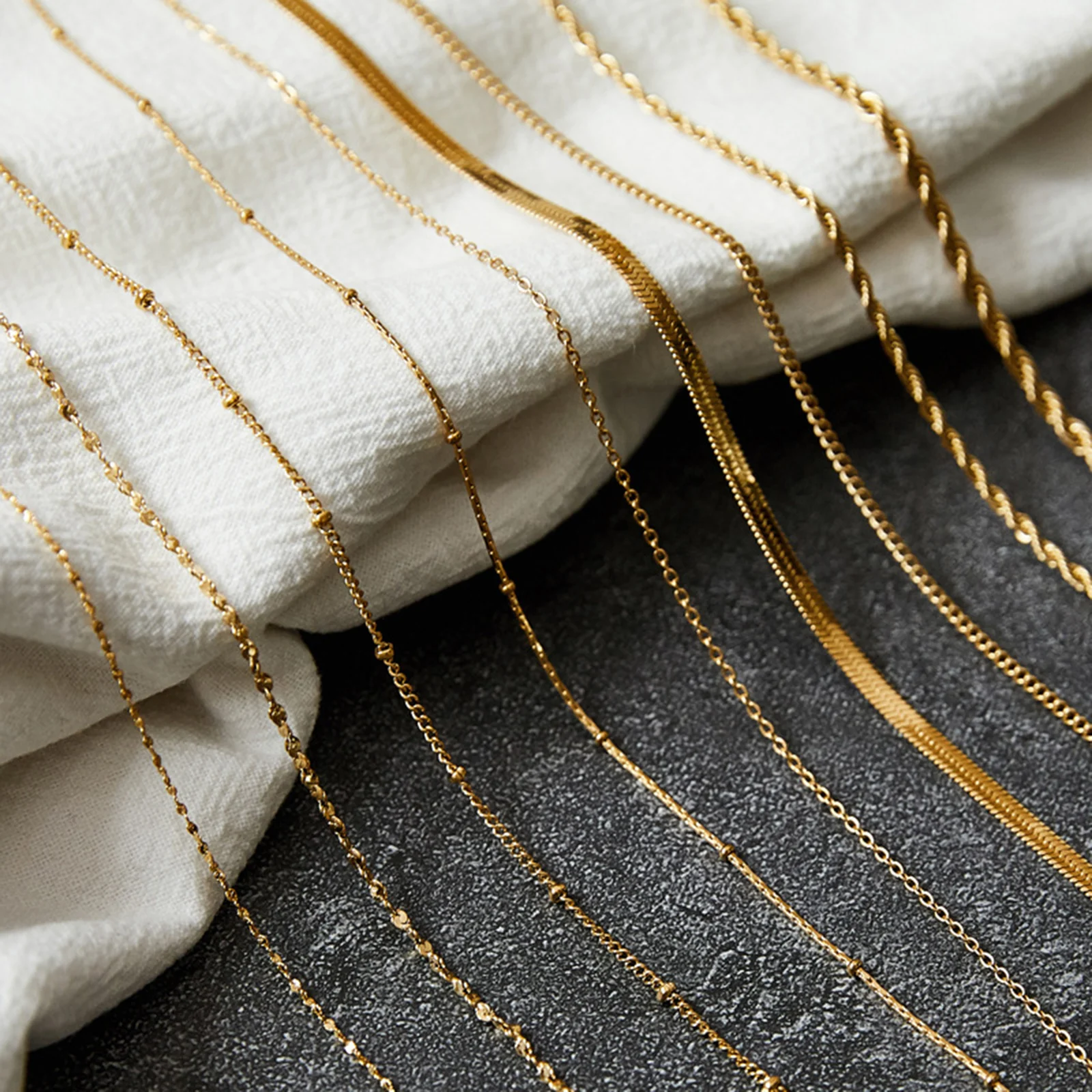 304 Stainless Steel Link Chain Necklace For DIY Jewelry Making Snake Bone O-shaped Chain Gold Color Silver Color Necklace, 1 PCs