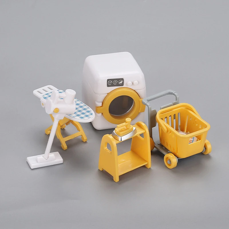 Wasmachine Set Speelhuis Speelgoed Kinderen Miniatuur Poppenhuis Klein Meubilair DIY Model Voor Geschenken