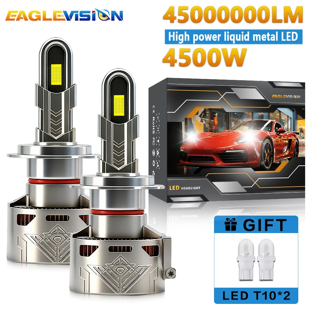 EAGLEVISIONLed Headlight Lamp Bulb for Cars  Headlight Bulbs 4500W 12v 24v HB3 HB4 9012 H1 H4 H7 H11 Auto Light
