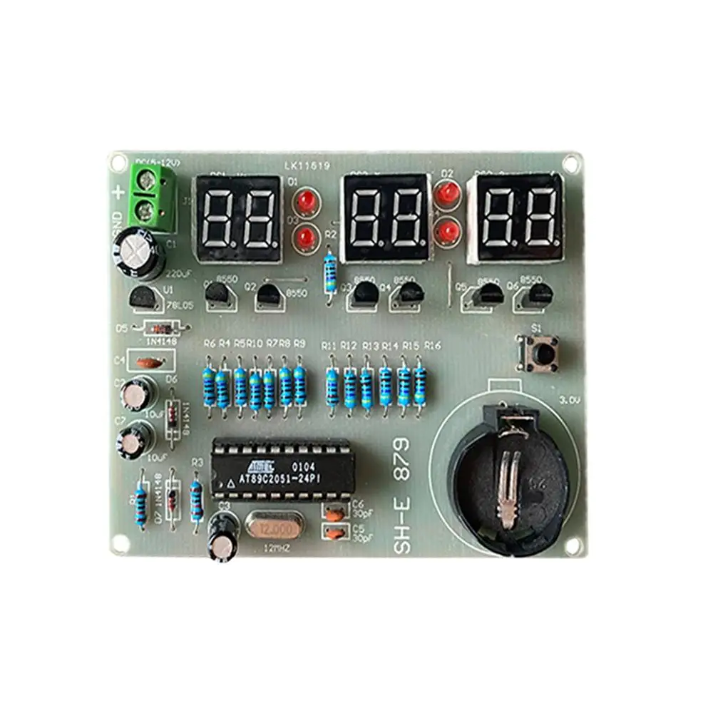 DIY Electronic Kits AT89C2051 Digital Clock LED Display Suite Electronic Module Soldering Practice for School Science Project