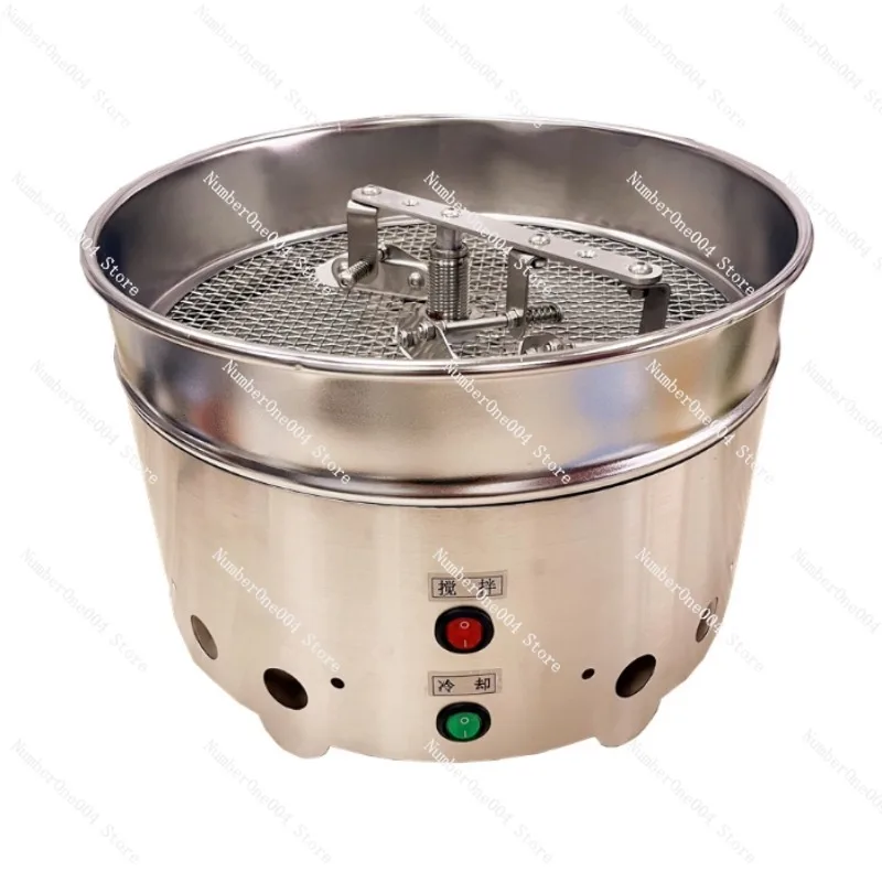

For Coffee Roasting Hand Drum with Self Stirring Blades and Cooling Tray Stainless Steel Chaff Removal Roaster 220v