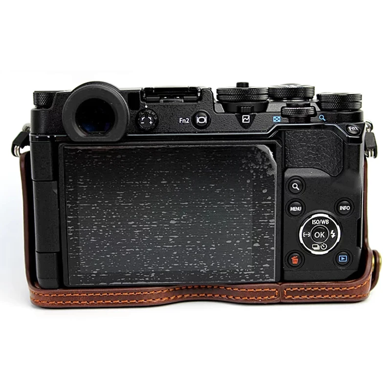 PEN-F PU Leather Half Case for Olympus PEN-F Digital PENF Camera Brown/Black/Coffee