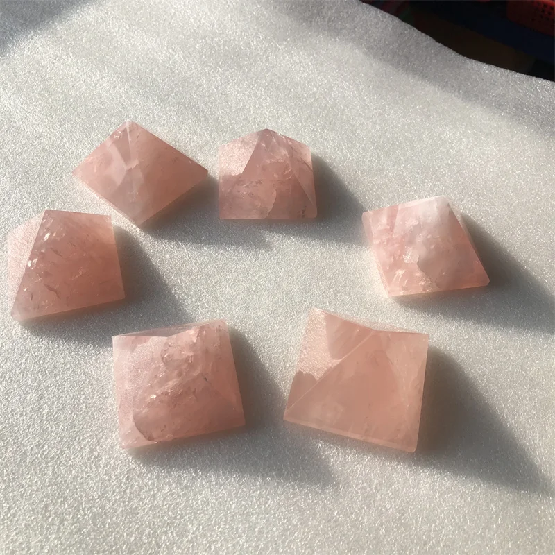 

6pcs Natural Rose Quartz Crystal Pyramid Home fengshui Energy Room Decor Chakra Spiritual Witchcraft Reiki Healing Meditation