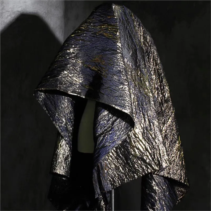 Dark gold vein pattern three-dimensional gilded lustrous fabric jacquard dress design