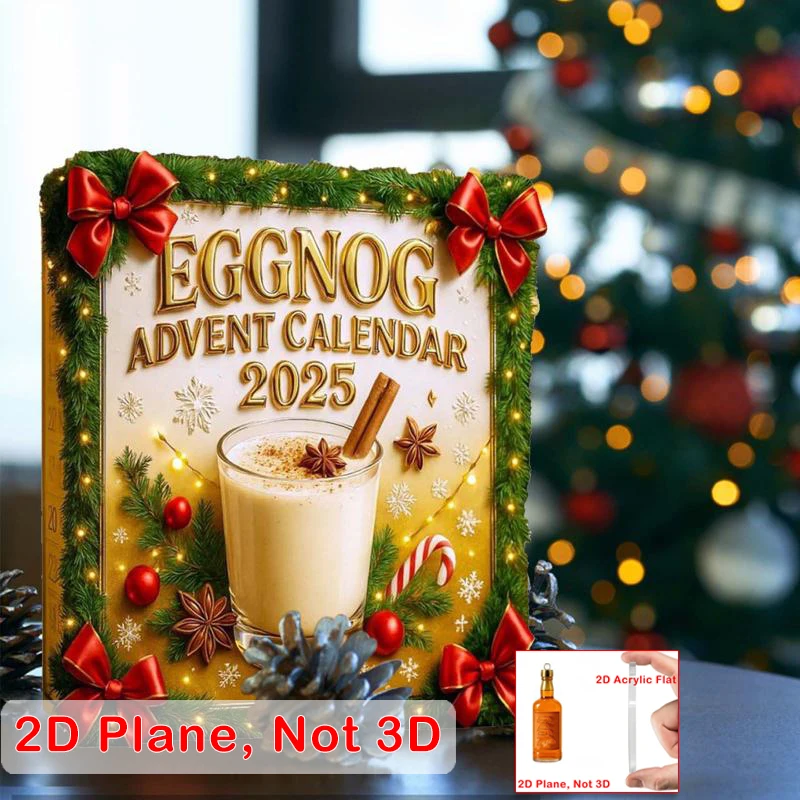 

2D Flat Eggnog Advent Calendar White Wine Bottle Advent Calendar Elegant Christmas Decoration with 24 Door Openings