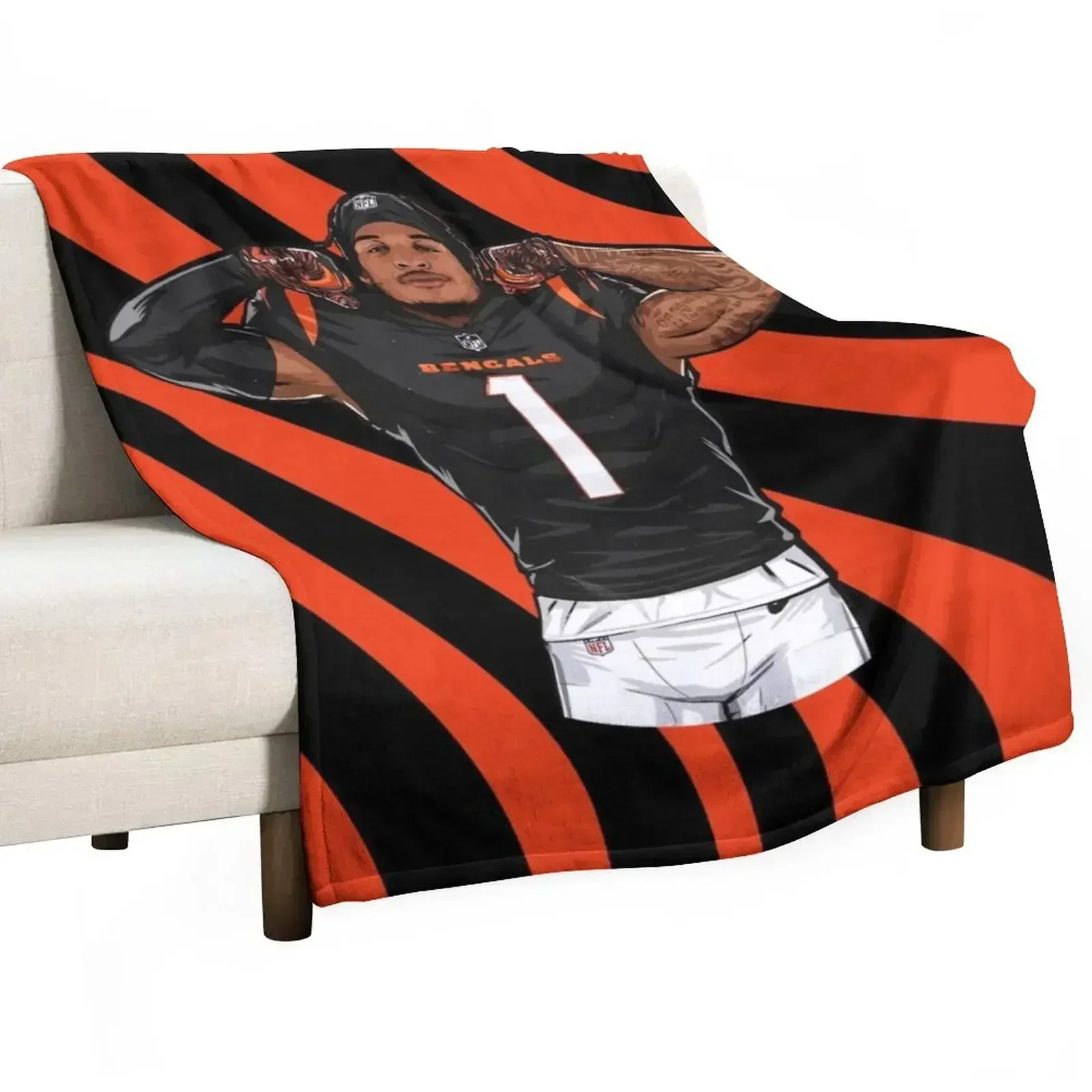 Ja'Marr Chase Throw Blanket Retros Blankets For Baby Soft Plaid Thermals For Travel Hairys Fashion Sofas Blankets