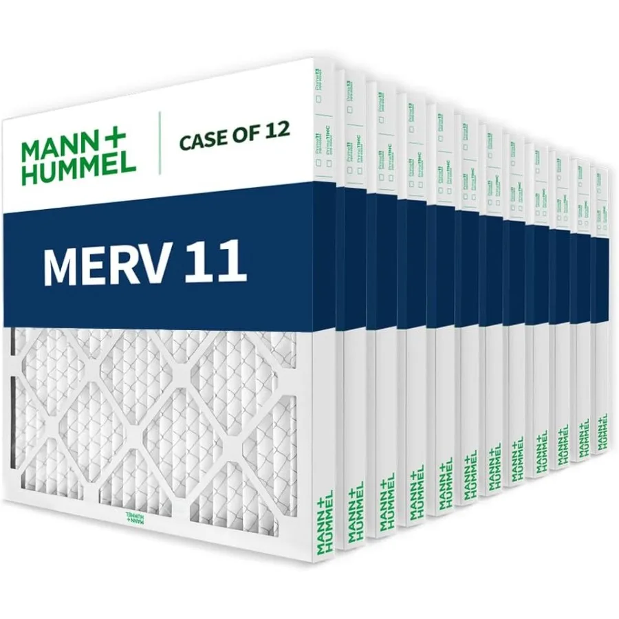 16x16x2 MERV 11 علبة مرشحات هواء لفرن التيار المتردد HVAC مطوية مكونة من 12 حجمًا دقيقًا 15.5 × 15.5 × 1.75 بوصة فلتر أبيض عالي الكفاءة