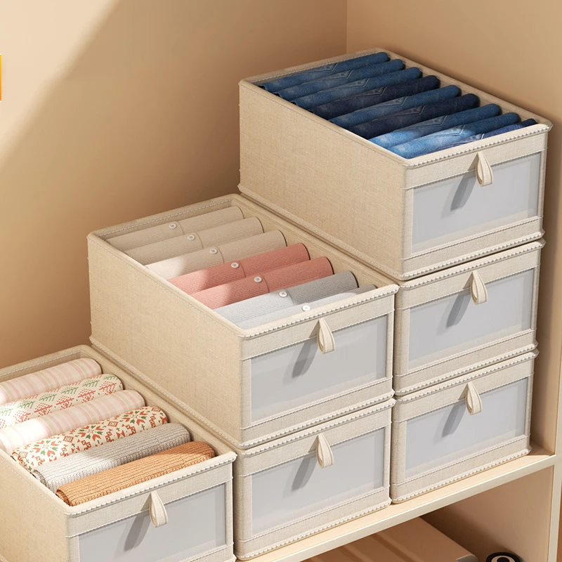 

Folding Clothes Trousers Storage Box For Bedroom Wardrobe Closet Pants Organizer Household Cabinet Underwear Socks Organization