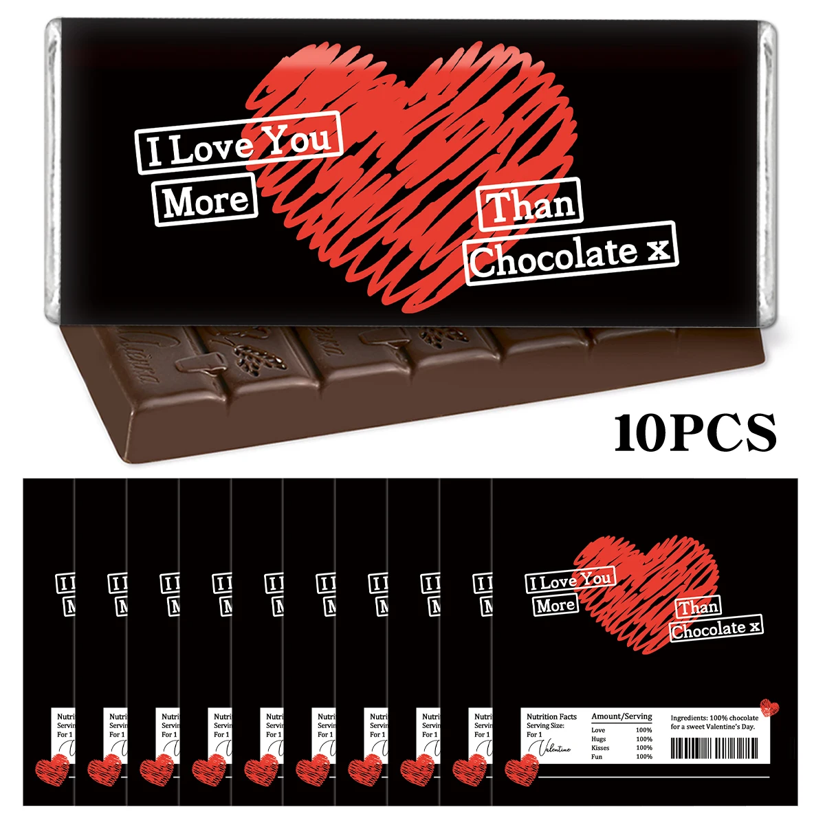 10 Uds. De pegatinas para envoltorios de Chocolate y dulces, diseño de corazón dibujado a mano, etiquetas románticas para regalo, fiesta del Día de San Valentín, aniversarios