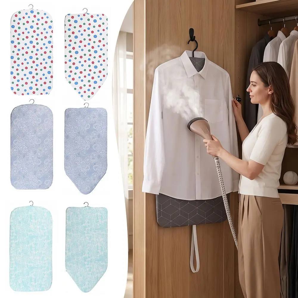 New Cotton Ironing Board Pad Wall Mounted Heat Resistant Foldable Ironing Mat Pointed Head Over Door Steamer Pad Laundry Room