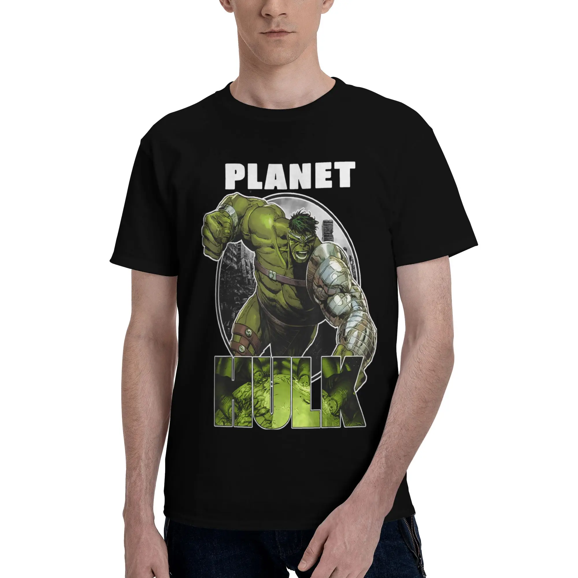 Camiseta de algodón de manga corta para hombre Universe Classic Planet Hulk Metal Arm Smash Comic