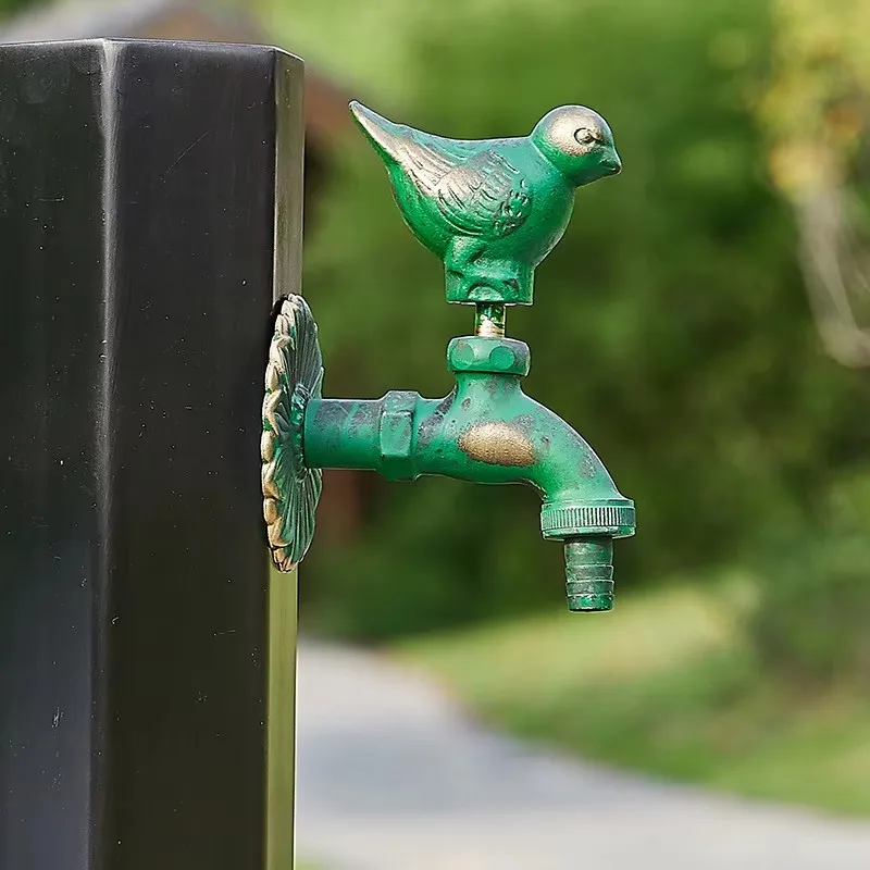 Adapted for Bathroom Garden Faucet Antique Brass Retro style Kindergarden Wall Mount Animal Cold Water Faucet Basin Faucet