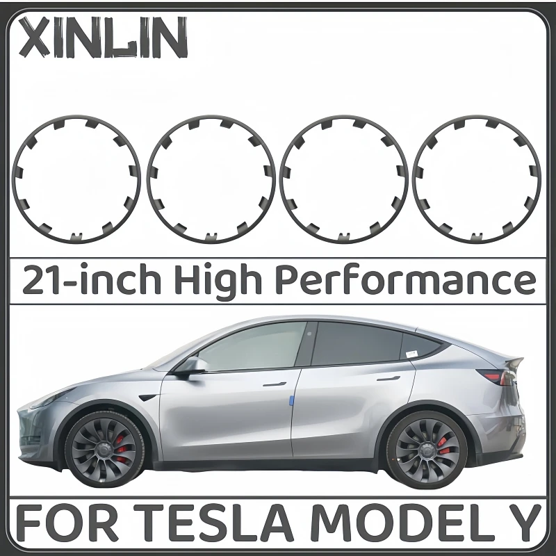 4PCS Hub Caps for Tesla Model Y 21-Inch Hight Performance Wheel Hub Protection Ring Replacement Full Rim Cover Accessories 2023