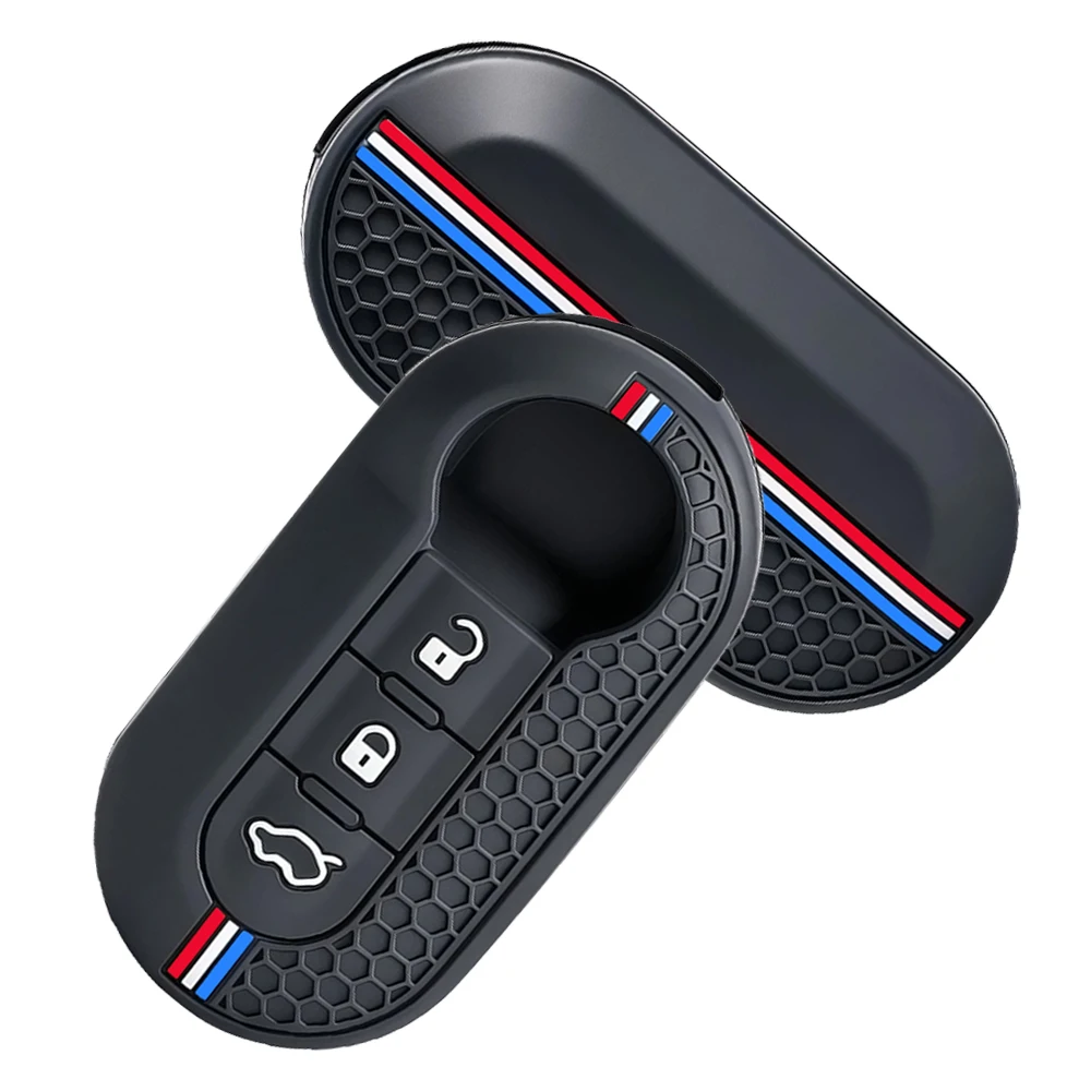 Silicone Car Key Case Cover with Keychain For Fiat 500 Panda Punto Bravo Doblo Peugeot Boxer Citroen Relay Ducato Lancia Musa