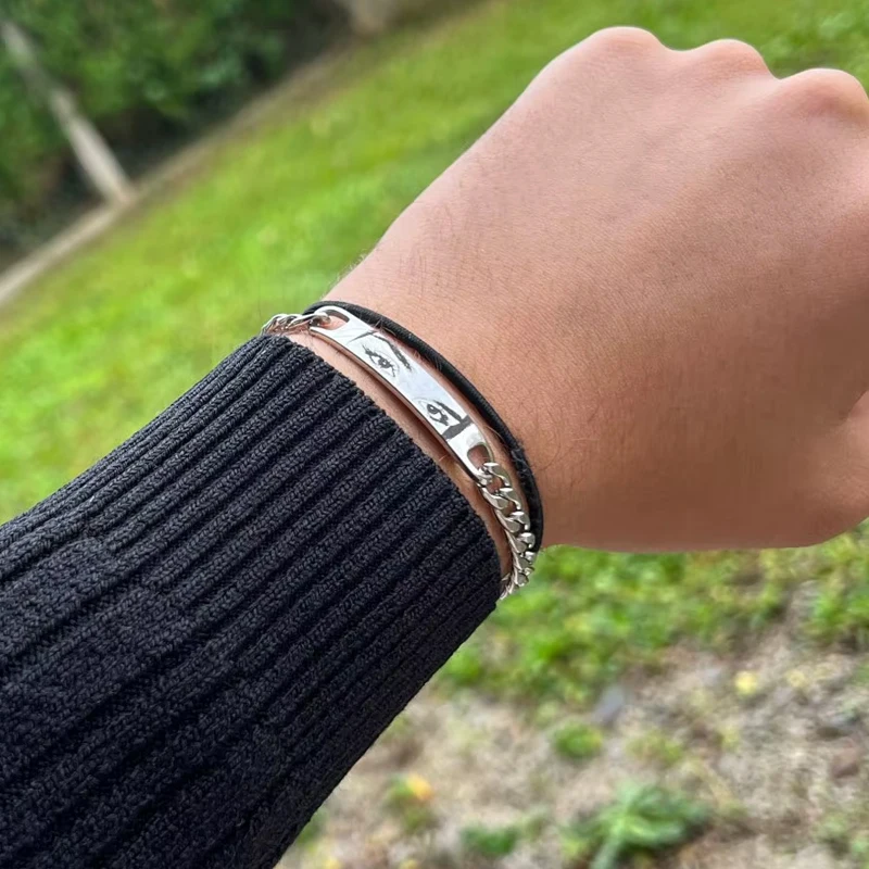 Goxijite Personalized Eyes Photo Bracele For Women Men Stainless Steel Engraved Eye Name Bracelets Creative Jewelry Party Gifts