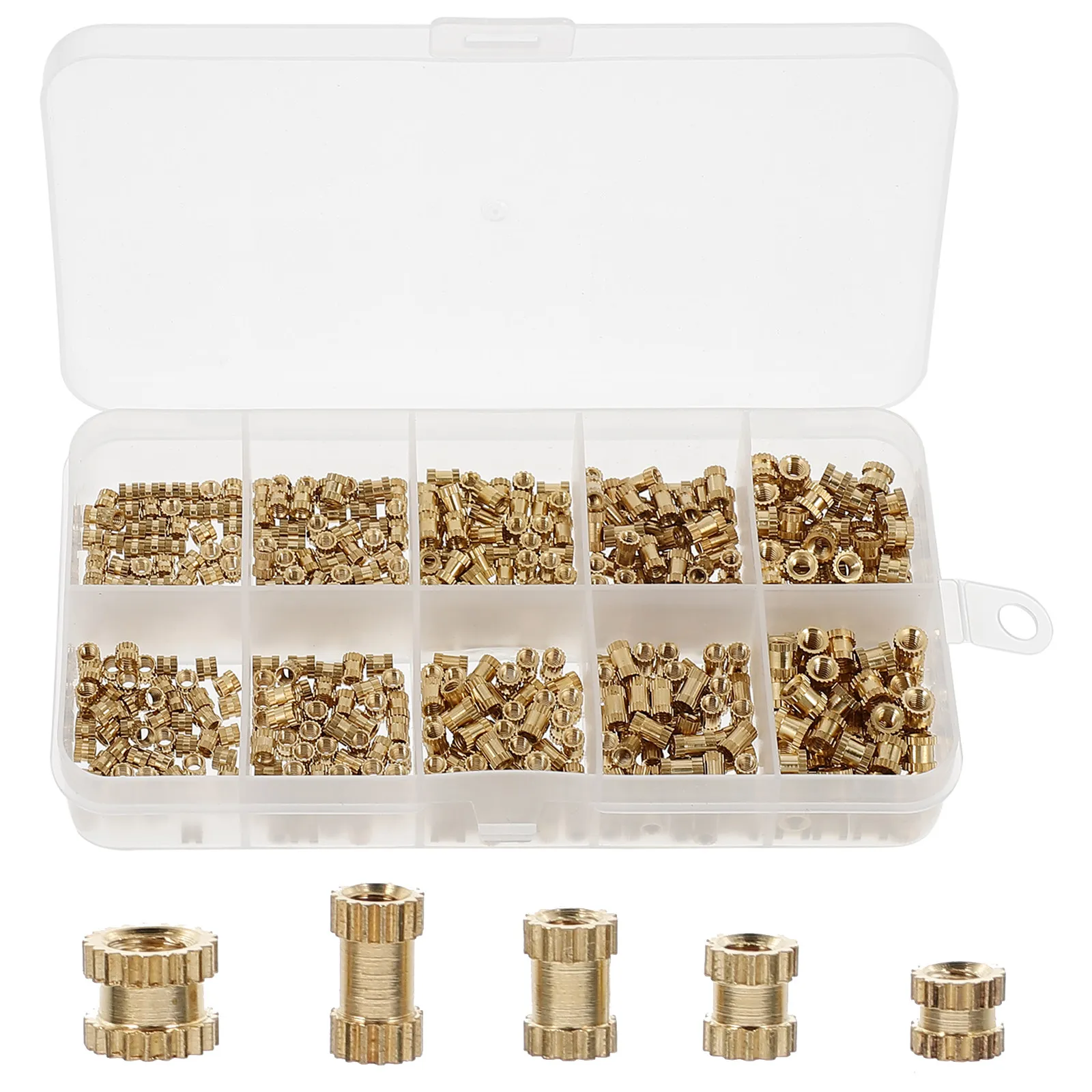 500Pcs Knurled Threaded Inserts Zinc Alloy Non-Slip Wood Furniture Threaded Insert Nuts for Solid Pine Plywood Connector