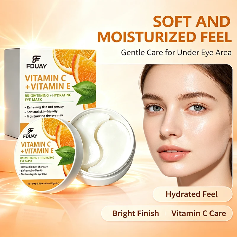 FDUAY Vitamin C & E Eye Masks Brightening Hydrating under Eye Patches Refreshing Non-Greasy 60 Pcs (30 Pairs) Daily Eye Care