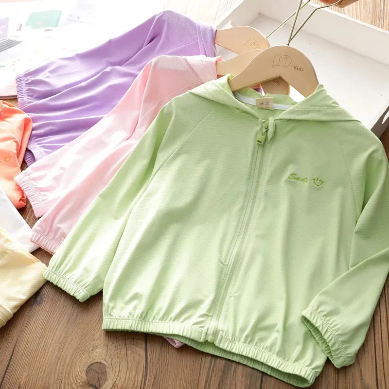 2026 New Summer Kids UV Protection Sun Protection Jacket Lightweight Breathable Ice Silk Thin Outerwear For Boys Girls