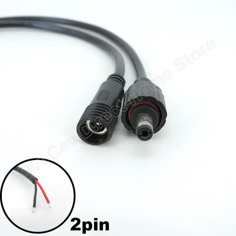 DC 5.5 x 2.1mm IP68 Waterproof 18AWG 7A Male and Female Connector Plug 2 Pin Power supply adapter Wires