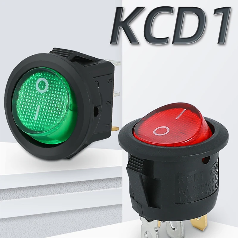 10pcs 15mm Diameter Small Round Boat Rocker Switches Power Switch  Black Mini Round Black White Red 2 Pin ON-OFF Rocker Switch