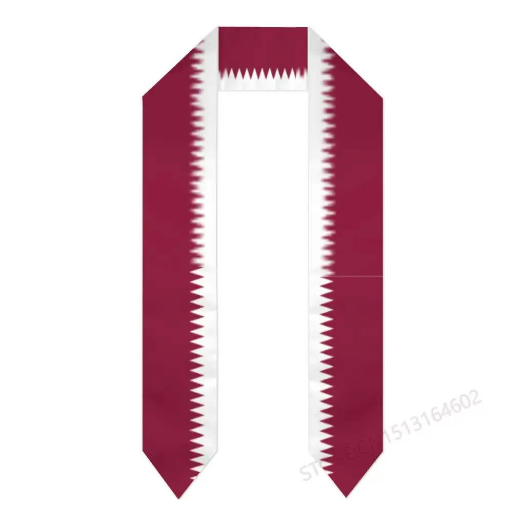 Custom Name Or Logo Qatar Flag Scarf Graduation Stole Sash International Study Abroad Class of 2023 Shawl