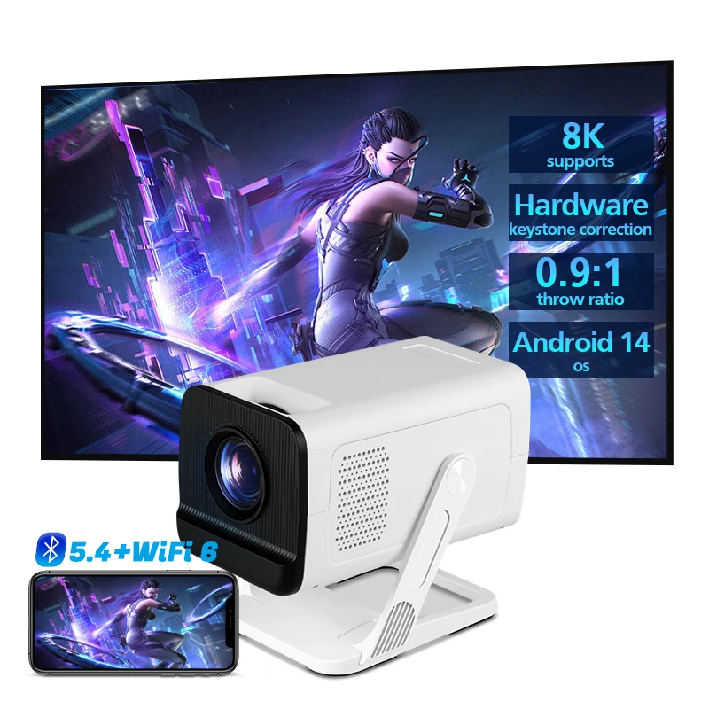 جهاز عرض KIXIN X1 4K Android WiFi6 BT5.4 أصلي 1080P 300Ansi قصير رمي فيديو مسرح منزلي ذكي متعاطي المخدرات proyector Projetor 4K #2
