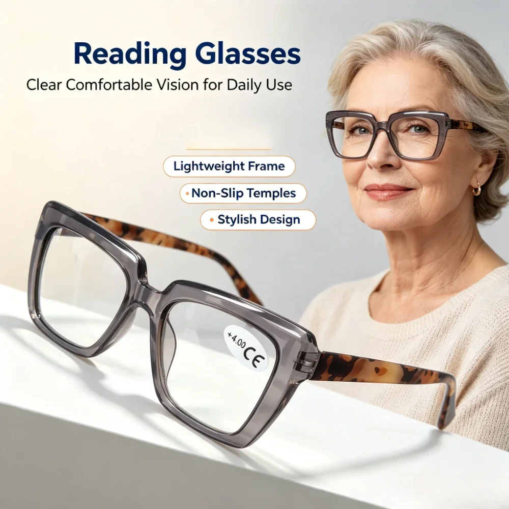 7 Pack Random Color Reading Glasses Lightweight Comfort Frame Anti Blue Light Fashion Readers Reduce Eye Strain Portable Eyewear for Women Men Office Computer Reading Daily Casual Wear