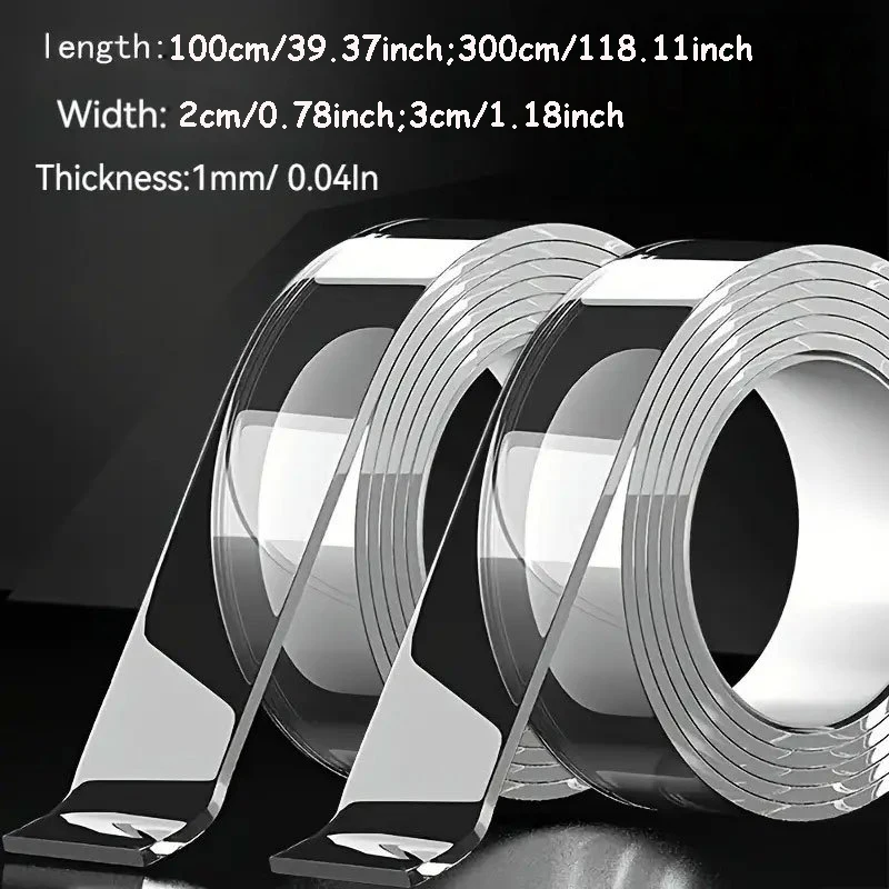 

Heavy Duty Double-Sided Nano Tape - Super Strong Reusable Suitable for Posters, Pictures, Temporary Fixes, Arts & Crafts, Walls