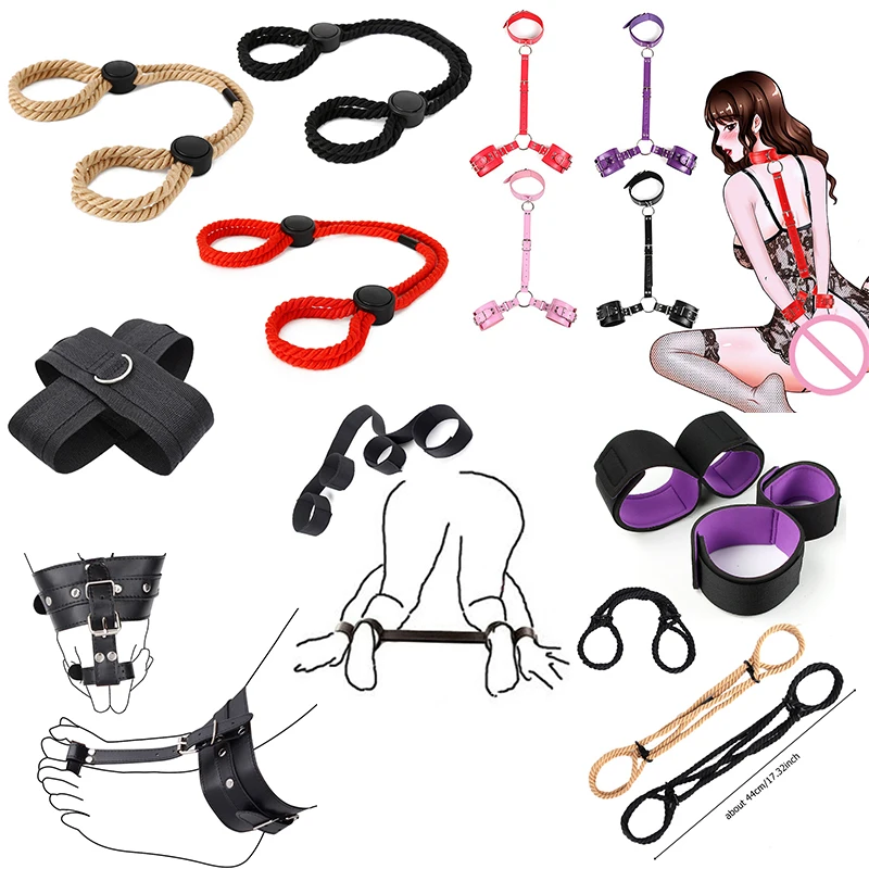 Bondage Kit BDSM Back Restraints Handcuffs Erotic Accessories Sex Toys for Couples Women Men Gay Collar Ankle Cuffs Adult Games