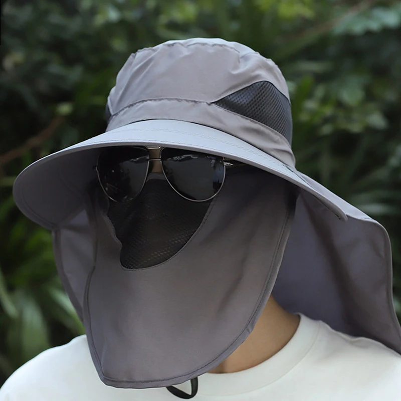 Summer Sun Hats UV Protection Outdoor Hunting Fishing Cap for Men Women Hiking Camping Visor Bucket Hat Removable Fisherman Hat image 6