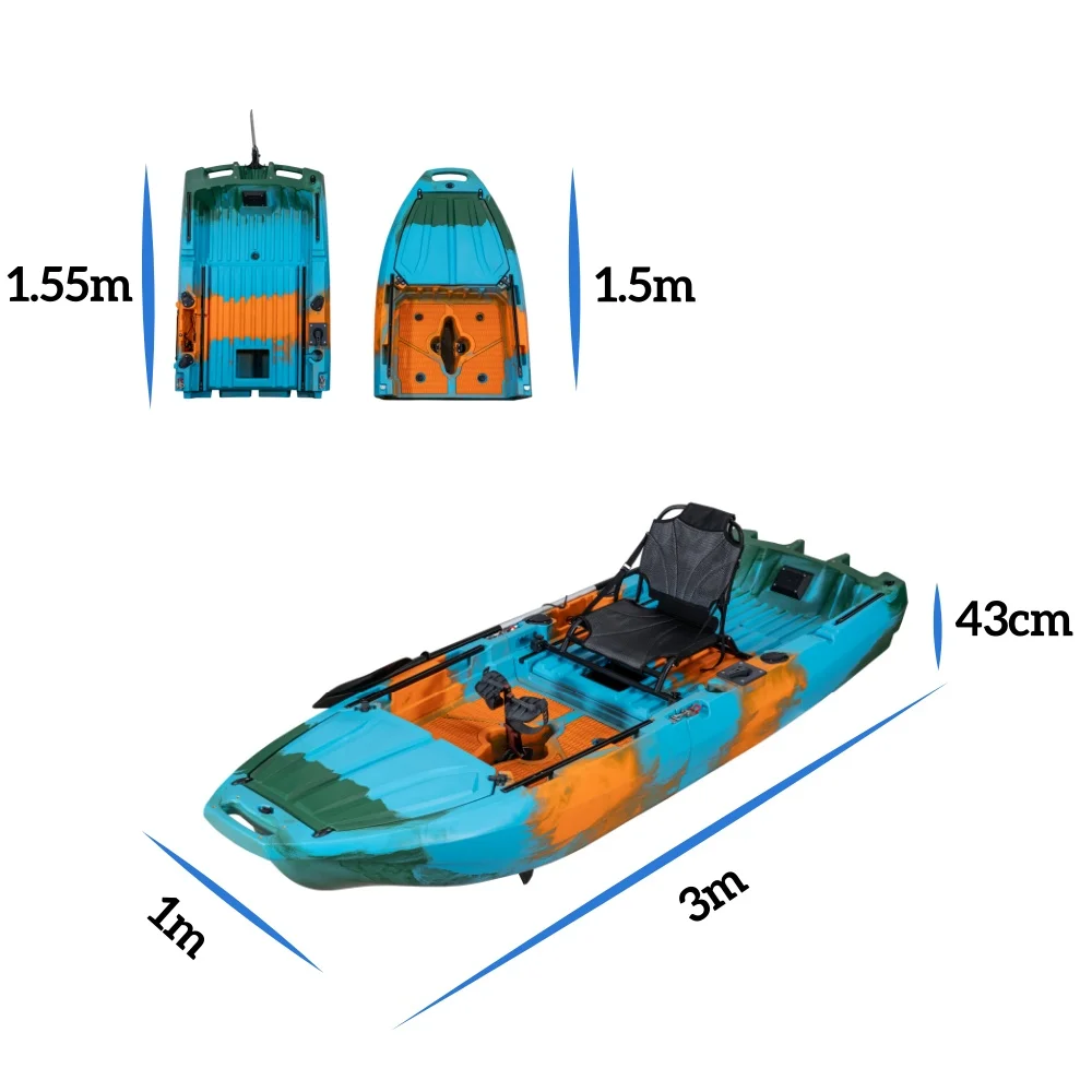 LSF 2025 جديد 2 قطعة دواسة زعانف كاياك واسعة وحدات كاياك قابلة للفصل مع فتحة سمكة حية كبيرة وعجلات للتجديف في الهواء الطلق #2