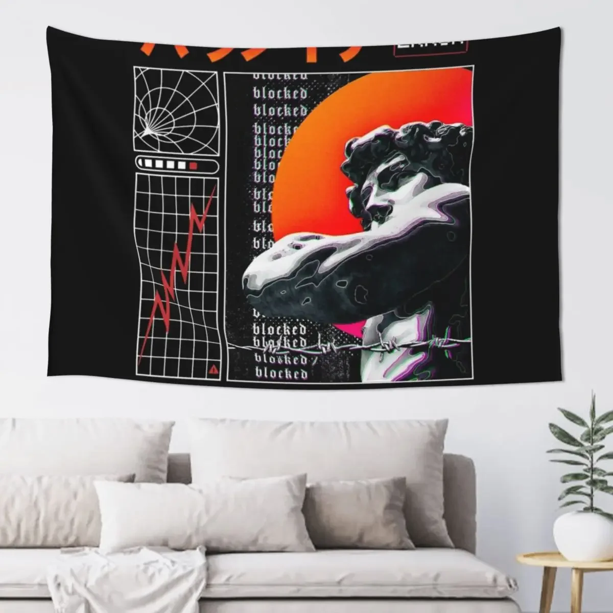 Vaporwave Grieks standbeeld Glitch Tapestry Cute Decor Slaapkamers Decor Tapestry