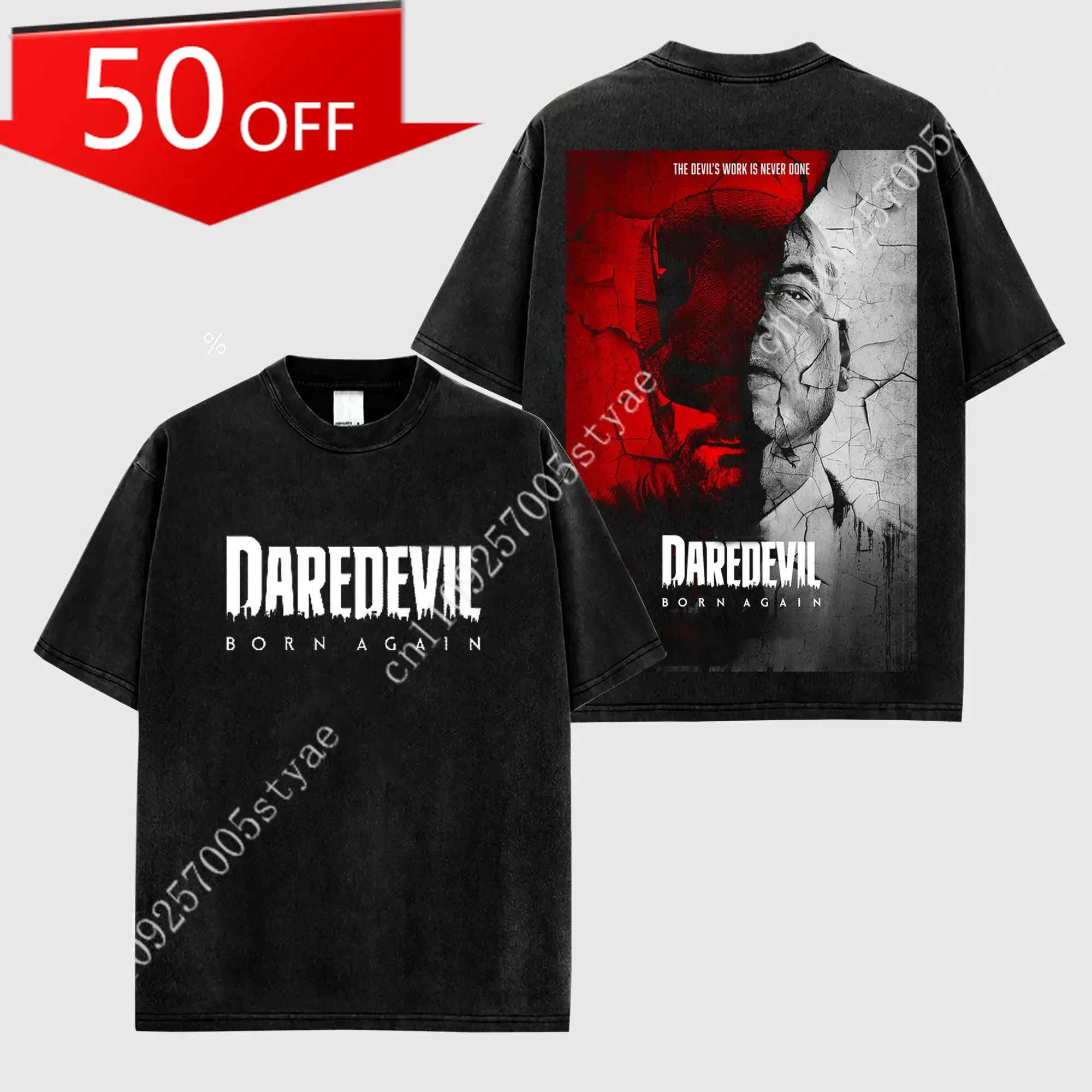

Marvel Daredevil Hell’s Kitchen Hero Born Again Premium Cotton T-Shirt,The Man Without Fear Graphic T Shirt