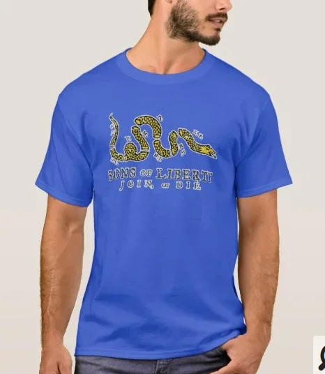 Sons of Liberty Join or Die Benjamin Franklin's Political T-Shirt 100% Cotton O-Neck Short Sleeve Casual Mens T-shirt Size S-3XL