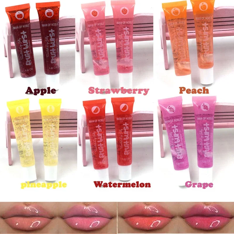 Feuchtigkeitsspendendes Frucht-Lippenöl, flüssig, transparent, nährender Lippenbalsam, Lippenstift für Lippen, aufpolsterndes Peeling, Lippen, Hautpflege, Make-up